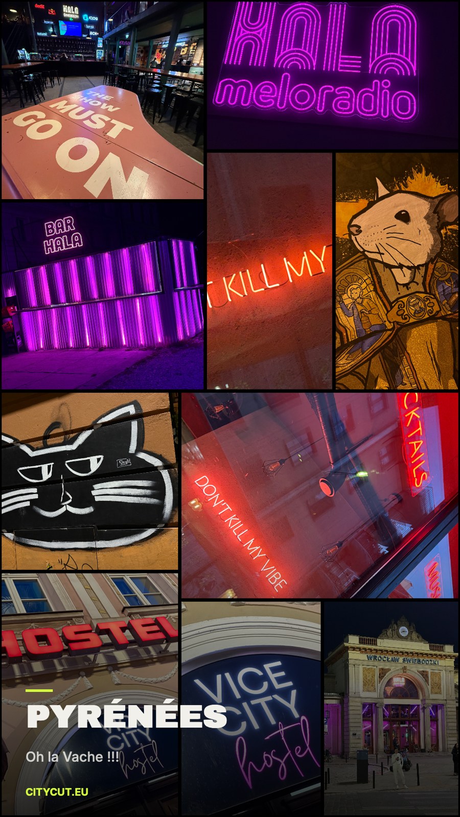 Poster CityCut — Wrocław, néons et bars de nuit